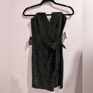 NWT- black & silver sparkly strapless dress size S